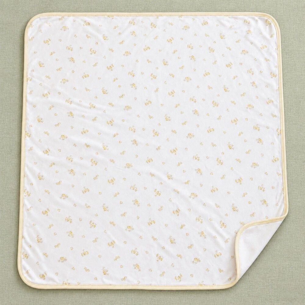 Ralph Lauren Baby Receiving Blanket Ducks Chicks Yellow White Reversible Cotton